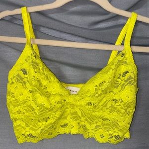 neon yellow lace bralette